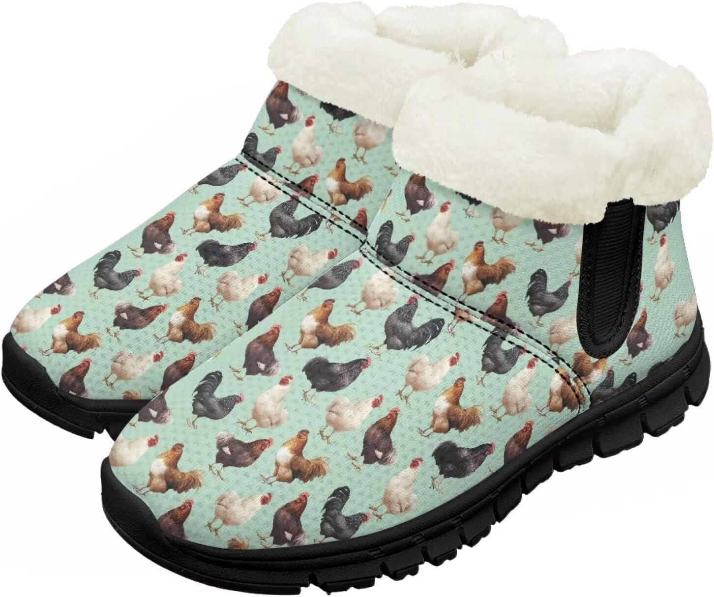 

Зимние сапожки для малышей, теплые снежные ботинки, уютные пушистые детские ботильоны, уличная модная обувь для мальчиков и девочек Chririnla, Hen Print