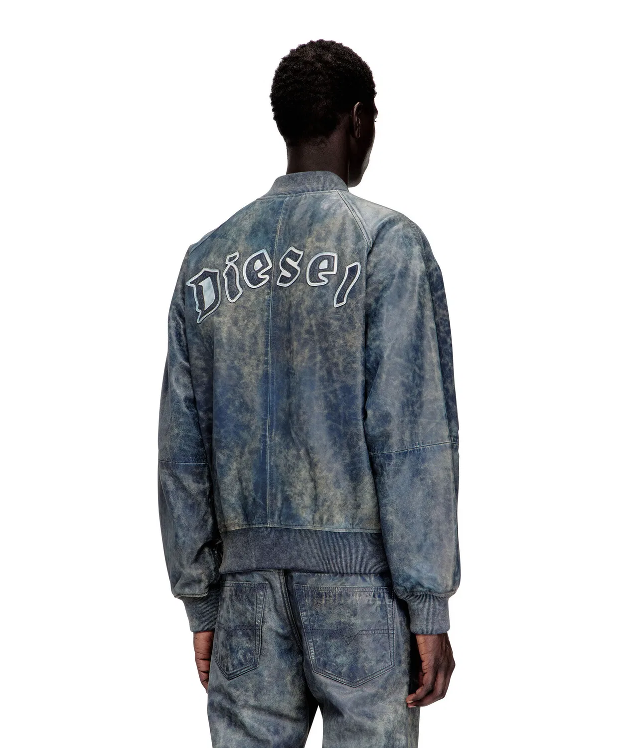 Куртка-бомбер L-COBB из овчины, бренд Diesel, синий — фото 2