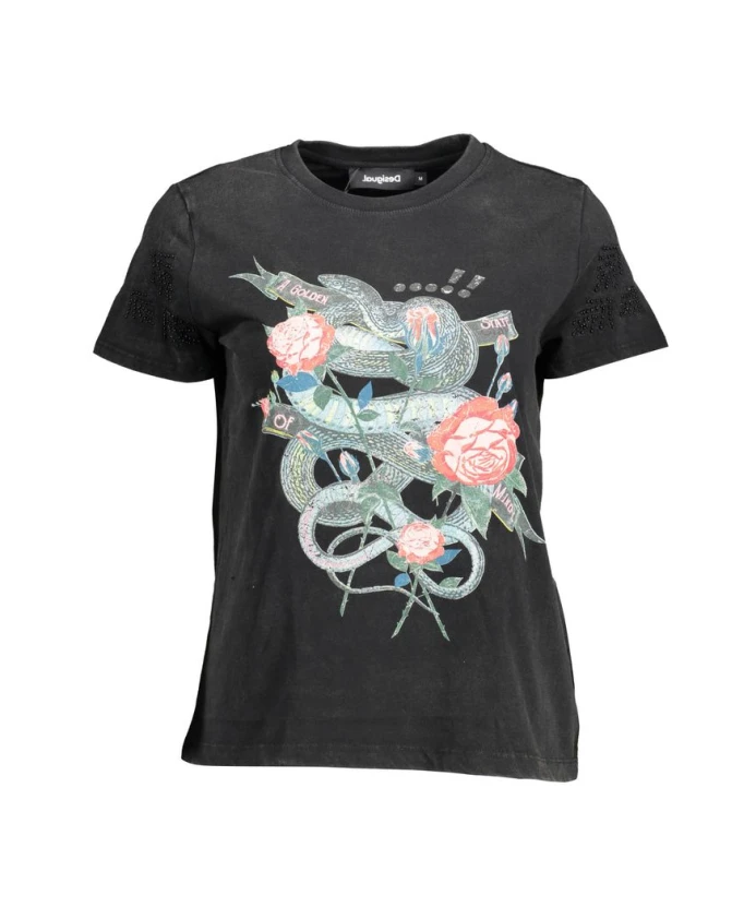 

Черная хлопковая женская блузка Desigual, черный