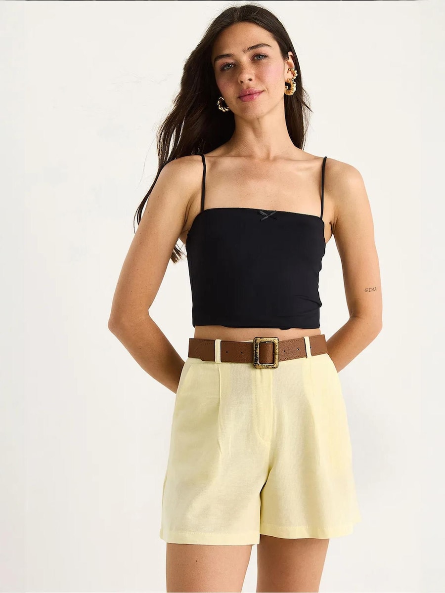 

Обычные брюки со складками спереди Bianco Lucci, пастельно-желтый