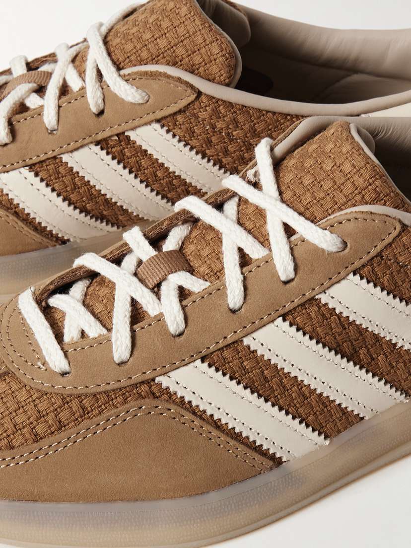 Кроссовки Gazelle для дома из нубука и жаккарда с кожаной отделкой Adidas Originals, коричневый — фото 4