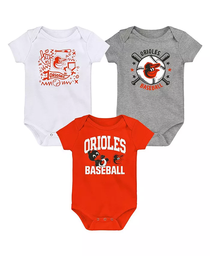 

Набор из 3 боди для мальчиков и девочек Baltimore Orioles Batter Up в оранжевом цвете Outerstuff