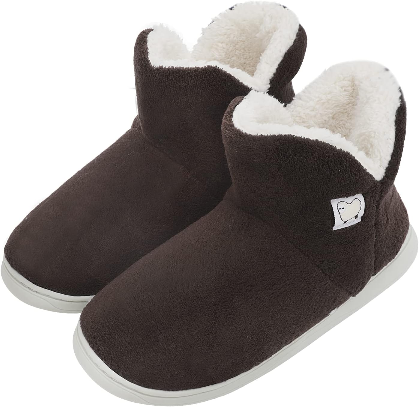 

Женские кашемировые вязаные тапочки-ботильоны на меху, теплые хлопковые стеганые домашние тапочки с противоскользящей подошвой Ipenny, коричневый