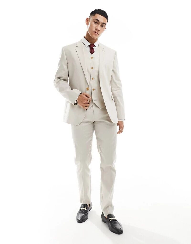 

Узкий льняной пиджак ASOS