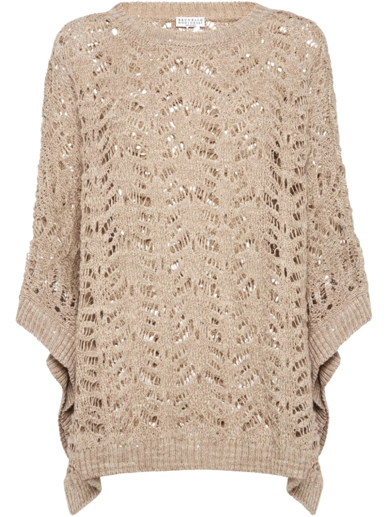 

Кружевное пончо Brunello Cucinelli Foliage, нейтральный цвет