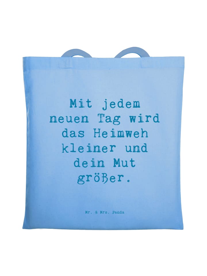 

Mr. & Mrs. Panda Сумка-шоппер с надписью «Преодоление тоски по дому» и надписью «Смелость» небесно-голубого цвета