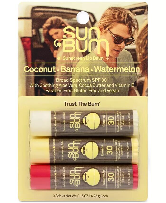 

3 шт. Оригинальный набор солнцезащитных бальзамов для губ SPF 30 Sun Bum