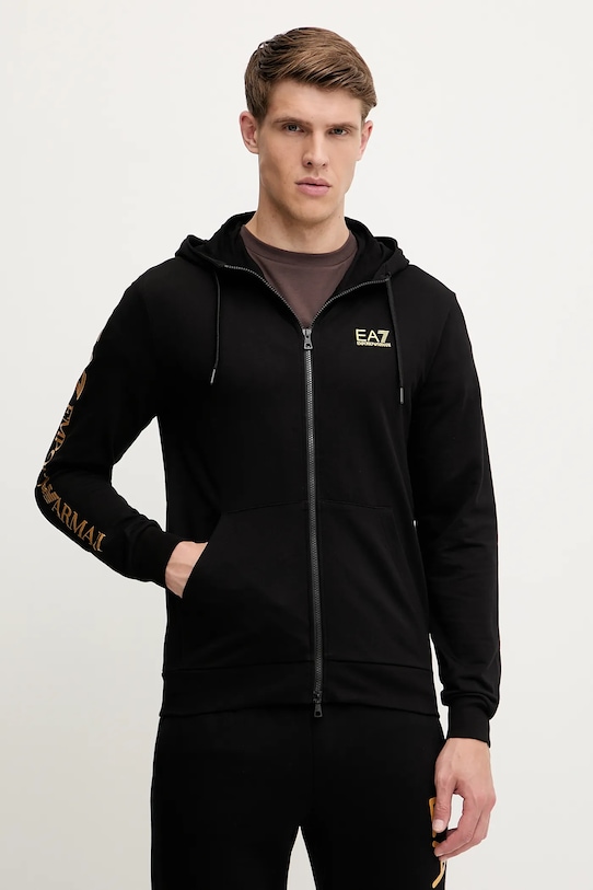 

Хлопковая толстовка Ea7 Emporio Armani, черный