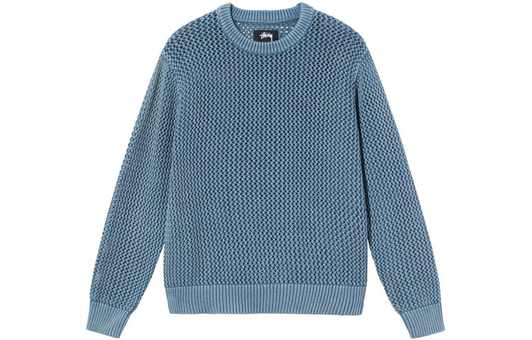 Пигментный свитер свободной вязки Stussy, синий/белый/мультиколор — фото 4