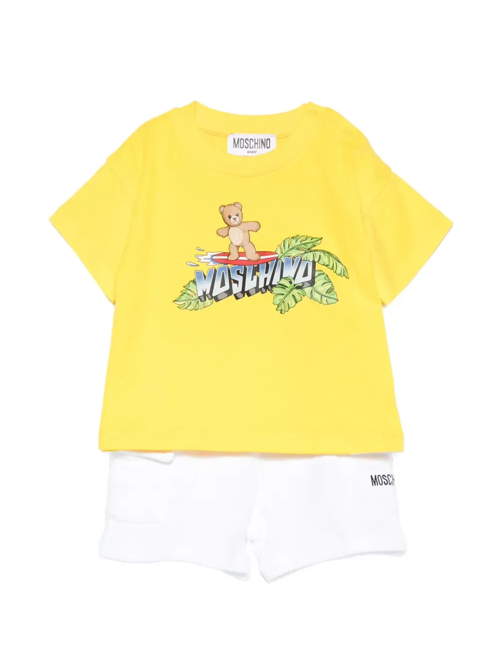 Комплект из шорт и футболки с логотипом Moschino Kids, белый