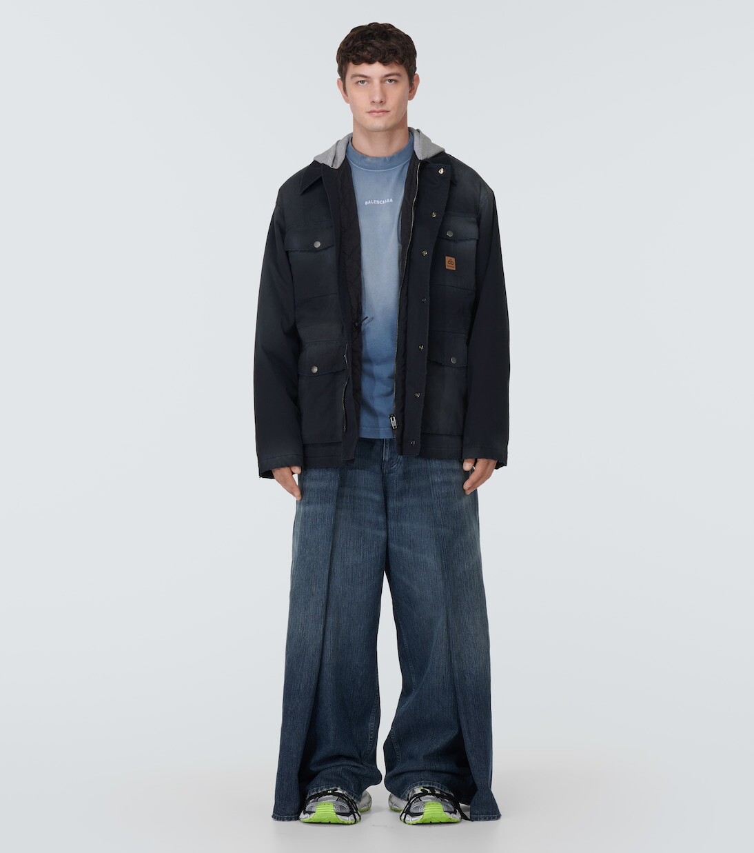 Парка оверсайз из хлопкового габардина Balenciaga, синий — фото 2