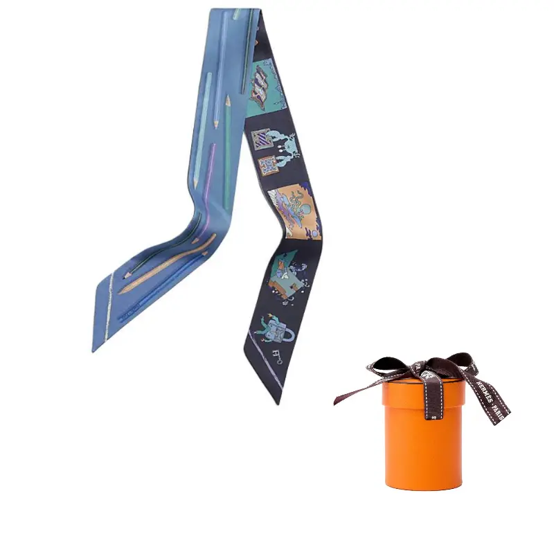 

HERMES Шёлковый шарф Mulberry синий, Blue