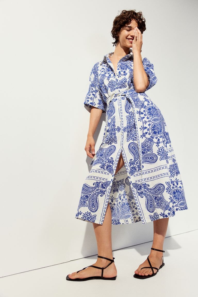 

Платье-Блузка из смеси льна H&M, белый