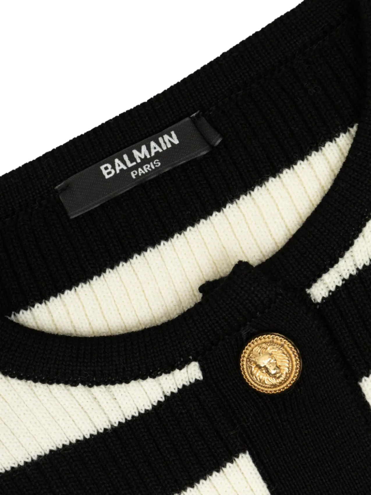 Детский полосатый кардиган с рукавами-колоколами от Balmain Kids, черный — фото 3