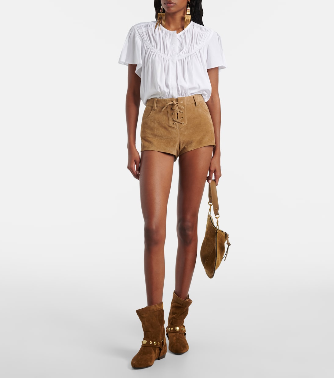 Stania сапоги на шнуровке с заклепками из замши Isabel Marant, Light Bronze/Gold — фото 2