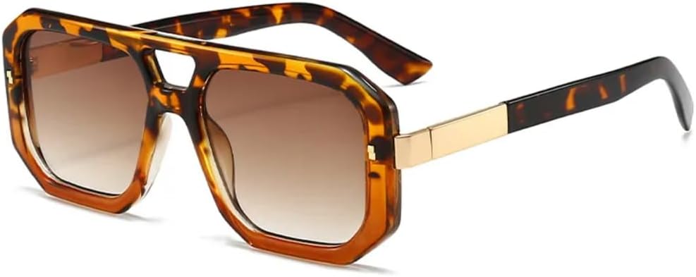 

Женские солнцезащитные очки с двойной перемычкой, мужские солнцезащитные очки с заклепками, ретро-стиль, прозрачные градиентные линзы, защита от УФ-излучения UV400 TKKTLLT, Ttyj212-5