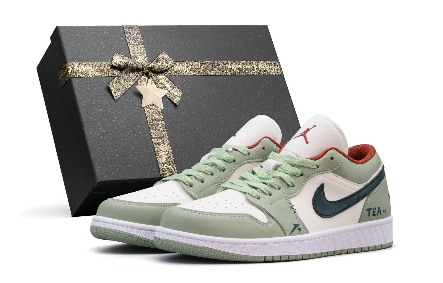 

Jordan Кроссовки Air 1 с амортизацией, износостойкие, низкие, винтажные, унисекс, зеленые