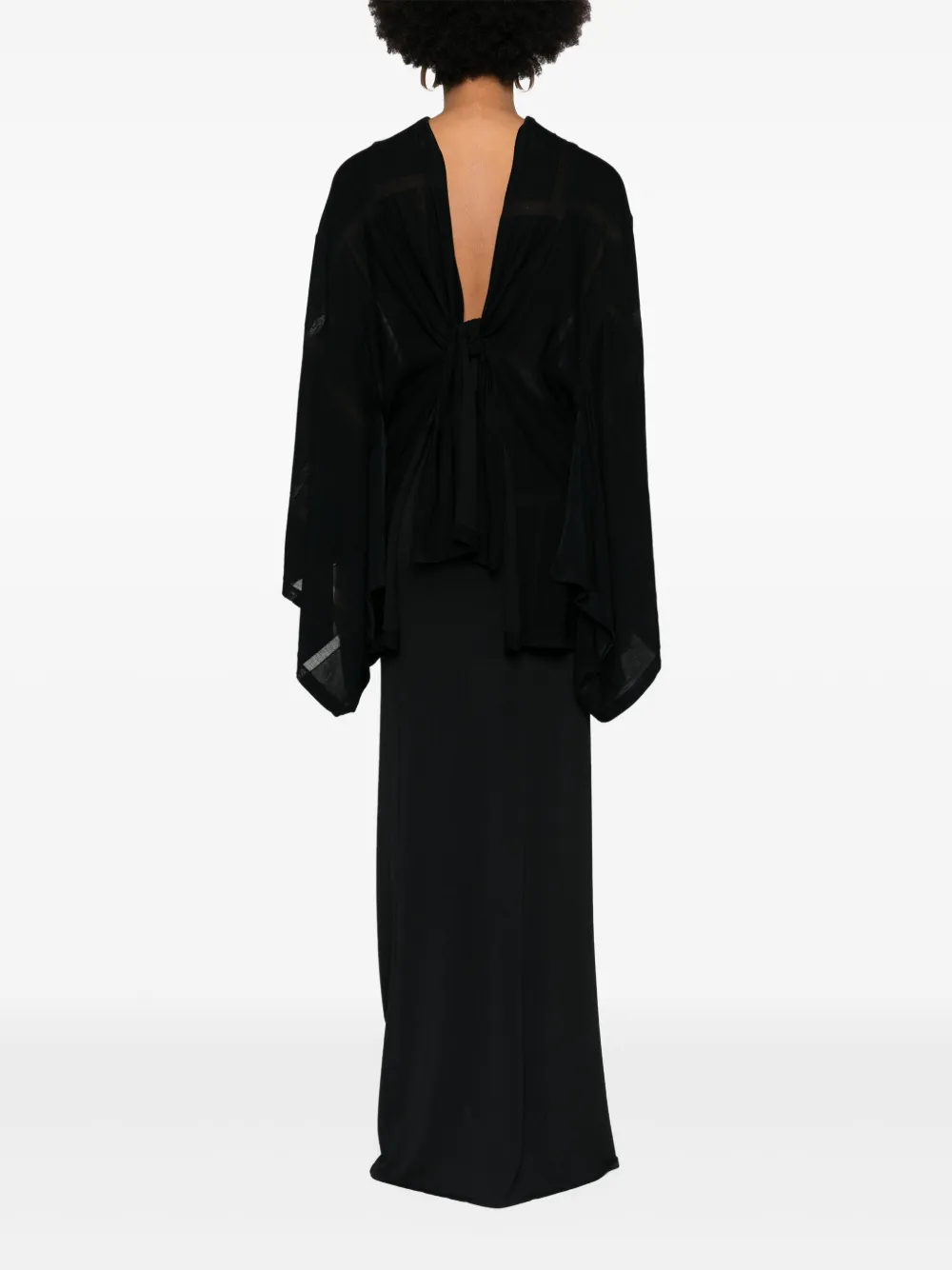 Кардиган-пальто с драпировкой Yohji Yamamoto, черный — фото 2