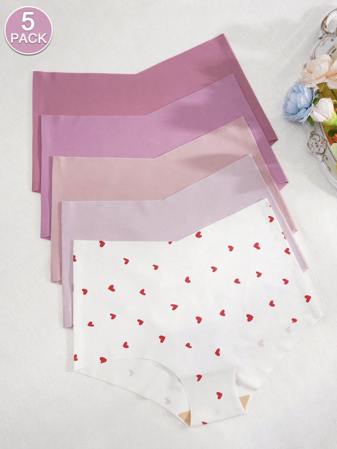 

5 шт./упак. Женские бесшовные удобные дышащие треугольные трусики с высокой талией, мультиколор