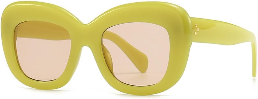 

Модные ретро-солнцезащитные очки большого размера для женщин и мужчин, модель «кошачий глаз», роскошные, с заклепками, модные женские очки с защитой от УФ-излучения UV400 TYUVIVO, Green Tea