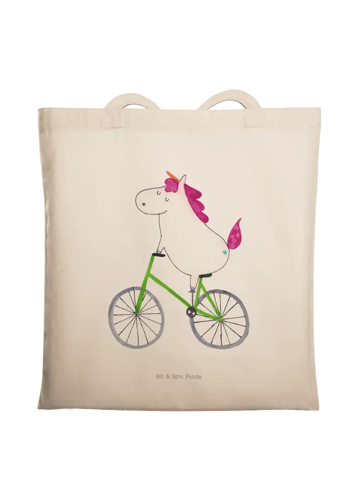 

Сумка для переноски Mr & Mrs Panda Einhorn Radfahrer ohne Spruch, кремовый