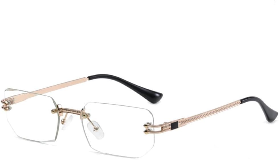 

Солнцезащитные очки MUTYNE Polygon без оправы для мужчин, винтажные, золотистые, с черными линзами, прямоугольные, для женщин, с защитой от УФ-излучения UV400, C07 Gold Clear