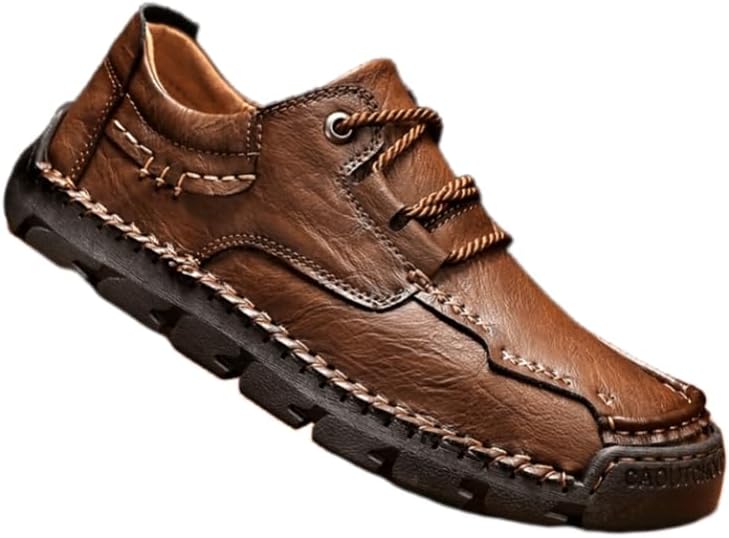 

Мужские повседневные туфли на толстой прошитой подошве, модные низкие лоферы на шнуровке - стильные и подходят для повседневной носки на работе и в деловых ситуациях Hoalox, коричневый