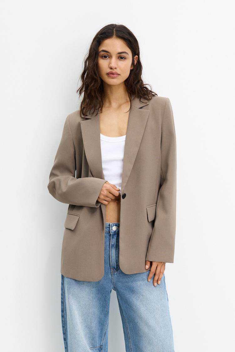 

Базовый блейзер Pull And Bear, серый