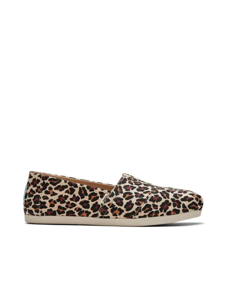 Женские плоские эспадрильи из хлопка с леопардовым принтом Toms, коричневый