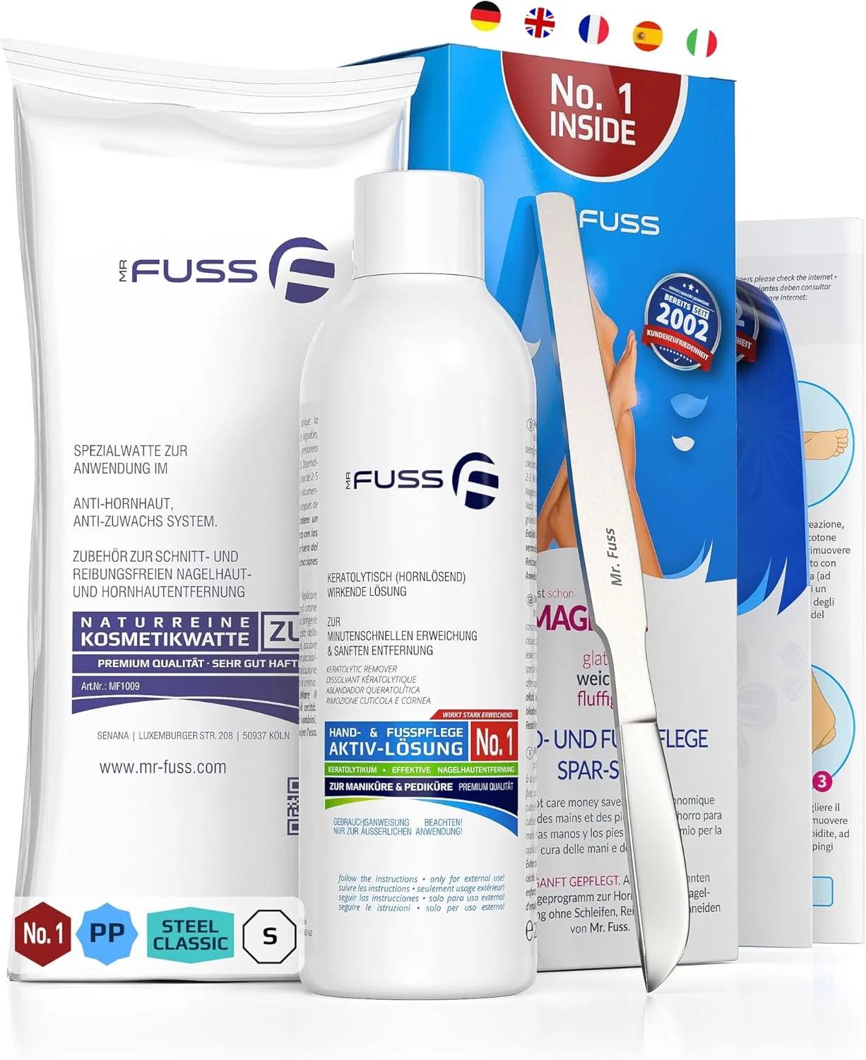 Набор для удаления мозолей Mr. Fuss No. 1 Plus Pack Steel Classic, 3 предмета Mr. Fuss