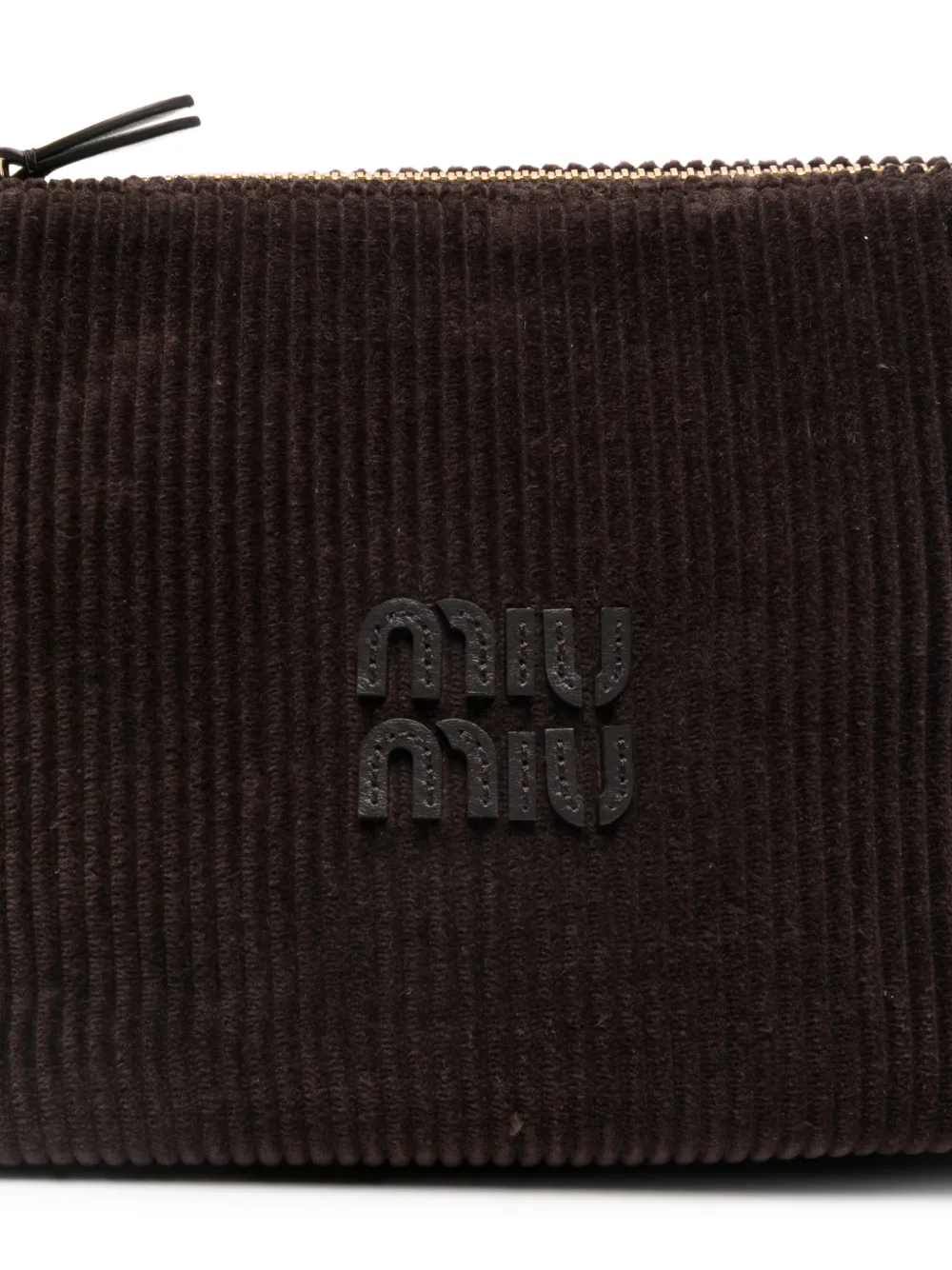 Вельветовая сумка на плечо с логотипом Miu Miu, коричневый — фото 4