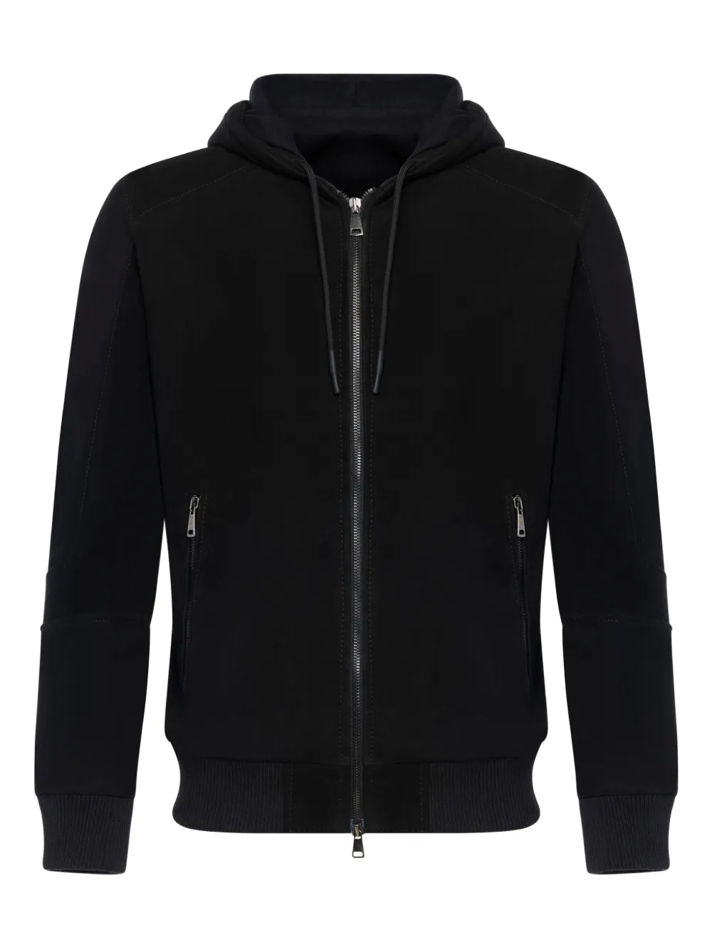 

Кожаная куртка с капюшоном на молнии Franzese Collection, черный