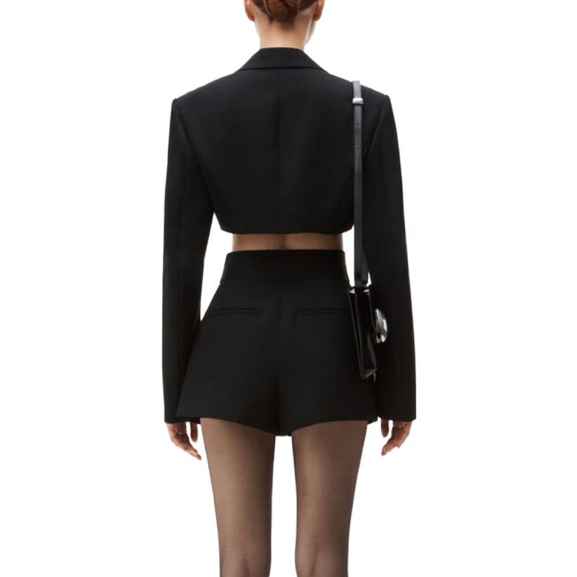 Плиссированные шерстяные укороченные шорты Alexander Wang, черный — фото 4