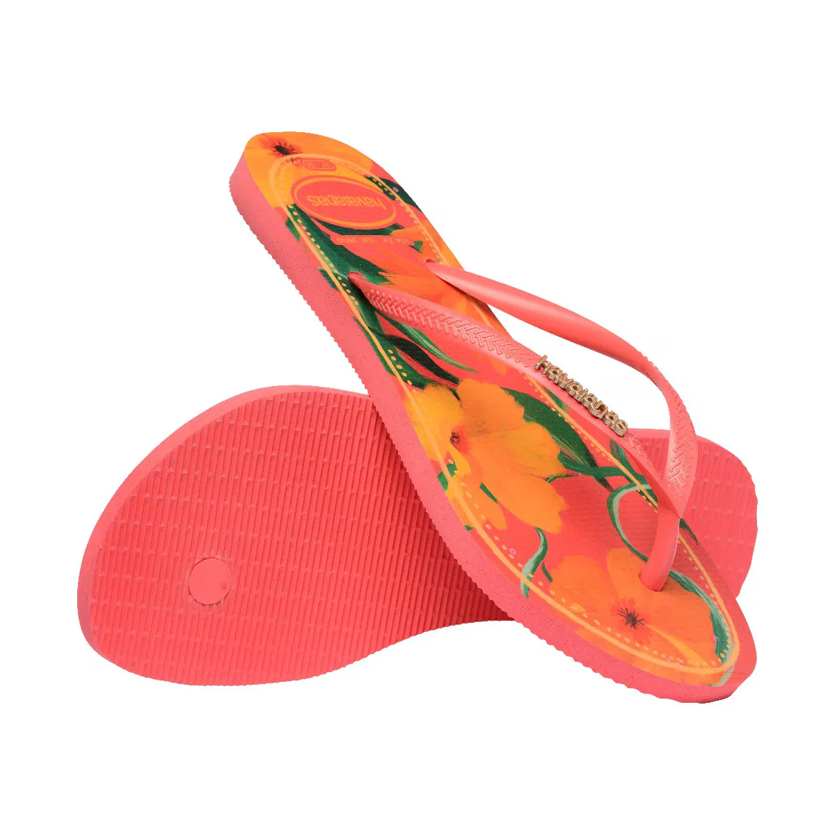 Женские сандалии Hav. Тонкий тропический коралловый 412 Havaianas, принт/розовый — фото 4