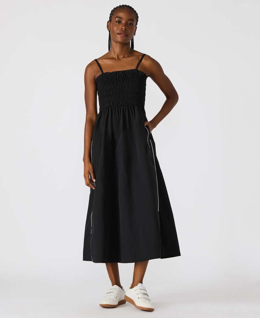 

Женское миди-платье Kit с присборенными боковыми полосками Steve Madden, Blk/Wht