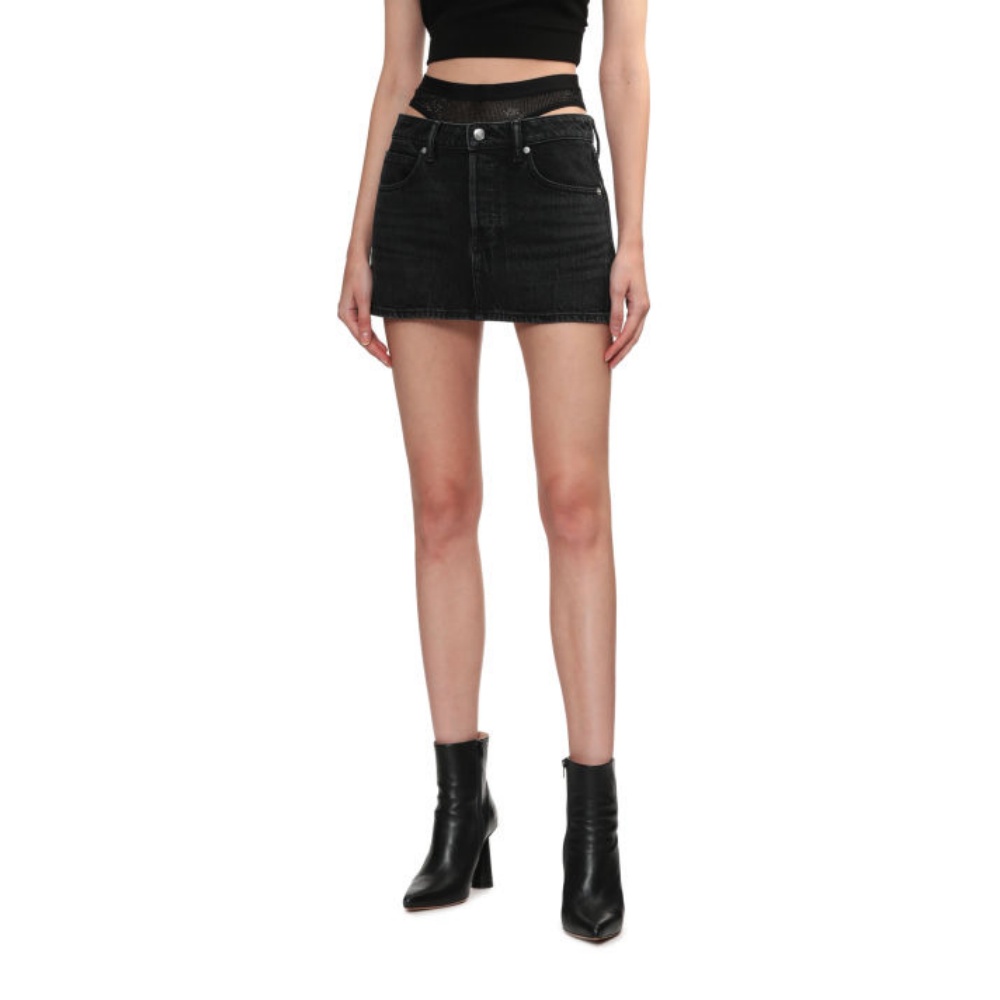 Джинсовая короткая юбка Women's Alexander Wang, черный — фото 4