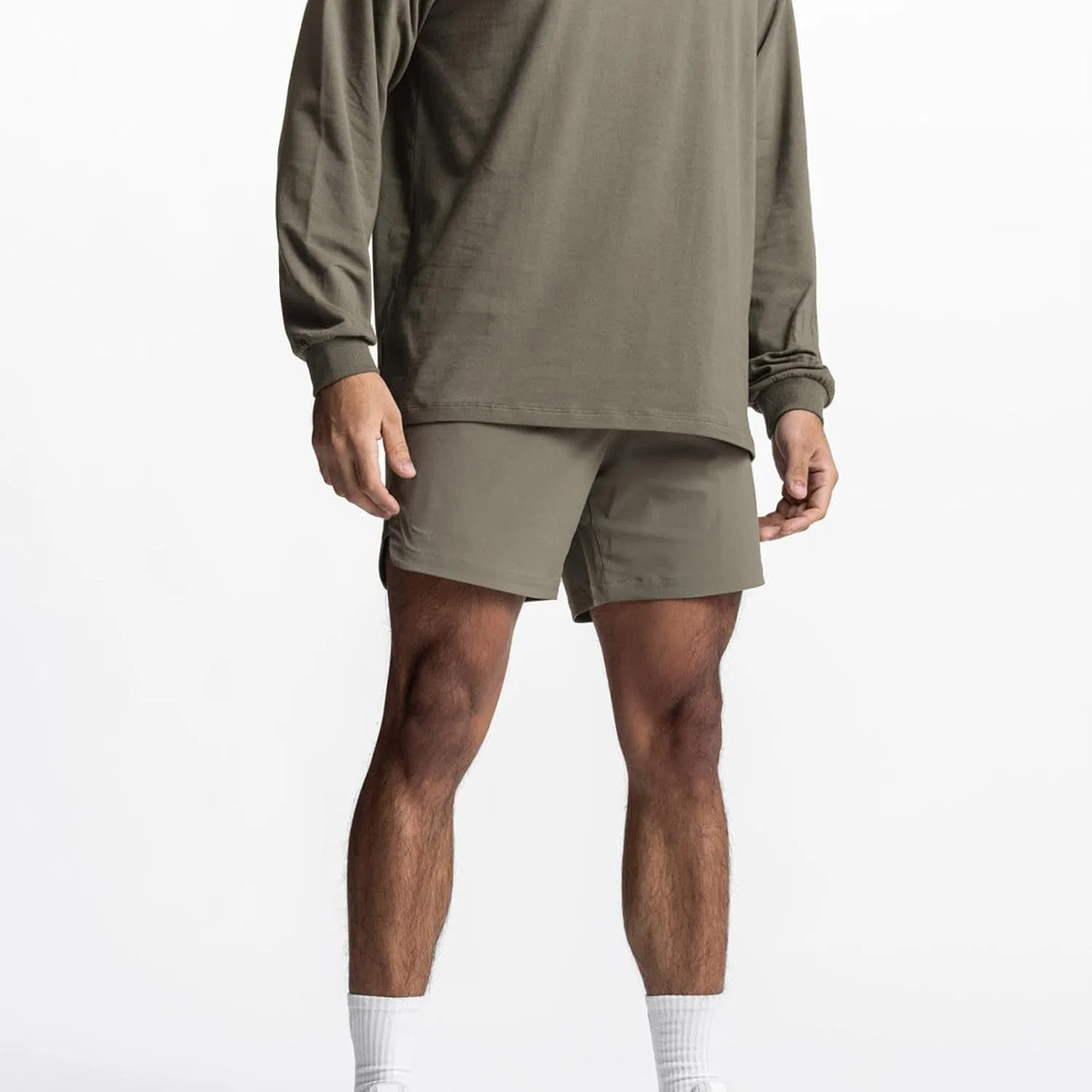 Мужские шорты прямые, легкие, на поясе с утяжкой, Army Green — фото 2