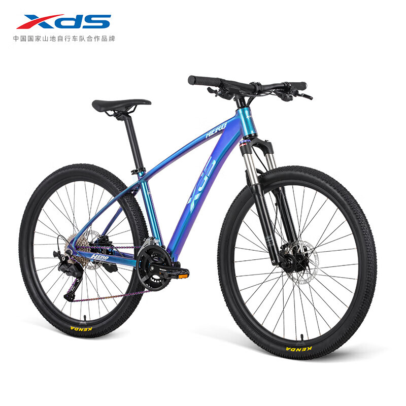 

Xide Sheng Mountain Bike Hero 600 Shimano 18-скоростной спортивный фитнес-велосипед с регулируемой скоростью для взрослых разноцветный синий/фиолетовый 17 XDS