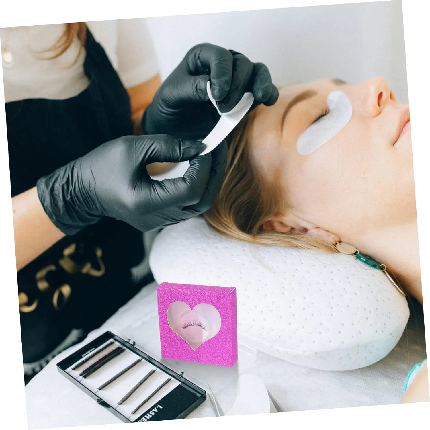Косметичка для ресниц Healeved 50 шт, бумага, розовая — фото 2