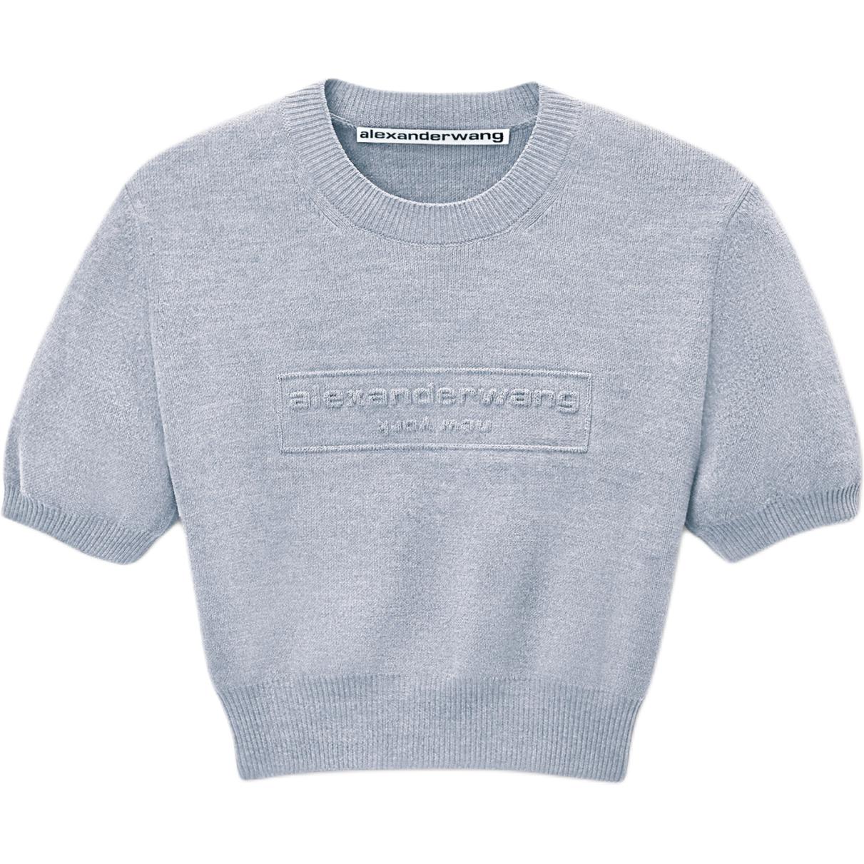 

Кроп-топ с вышитым логотипом Alexander Wang, серый