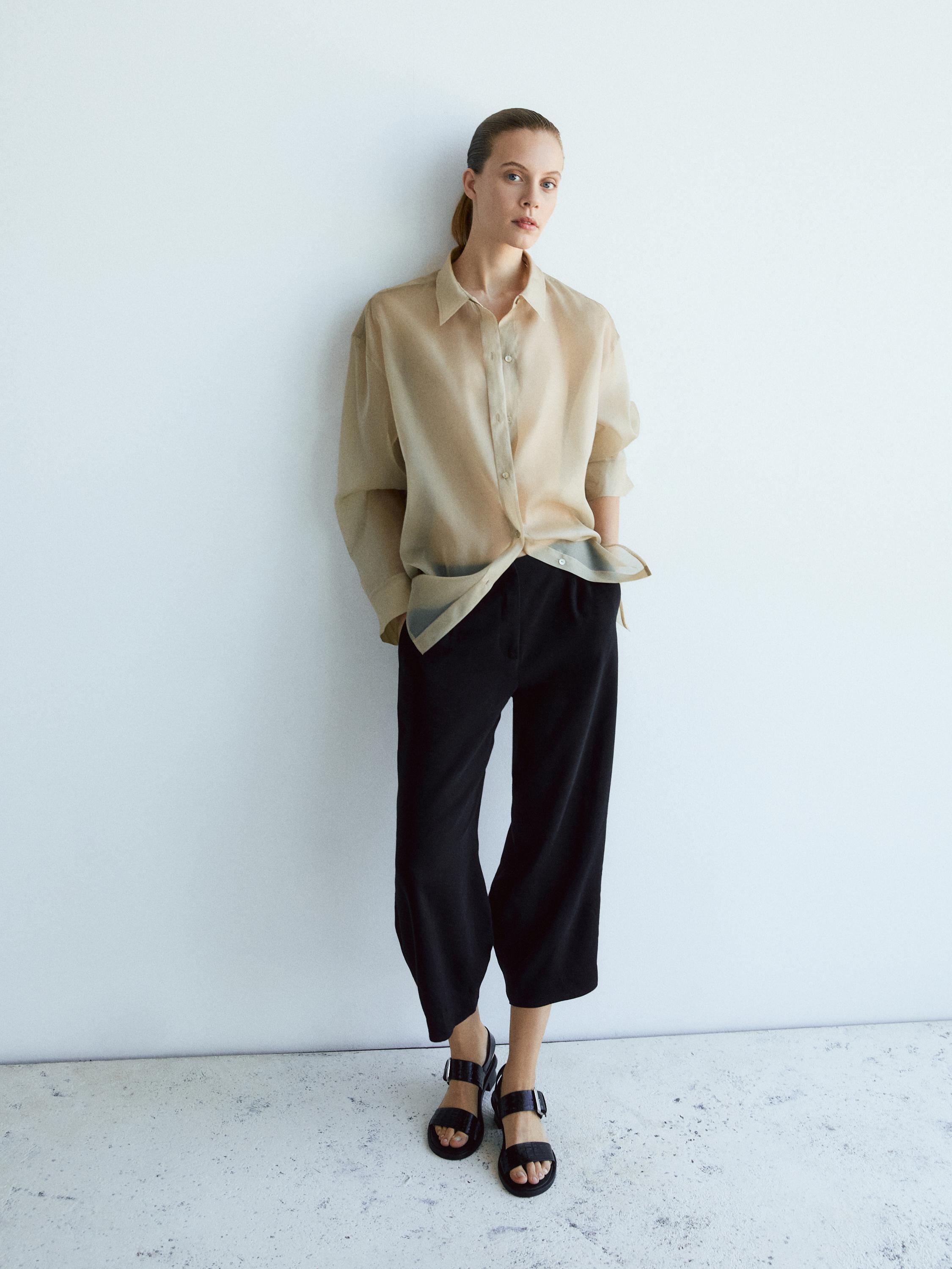 Босоножки на каблуке с имитацией крокодиловой кожи Massimo Dutti, коричневый — фото 2