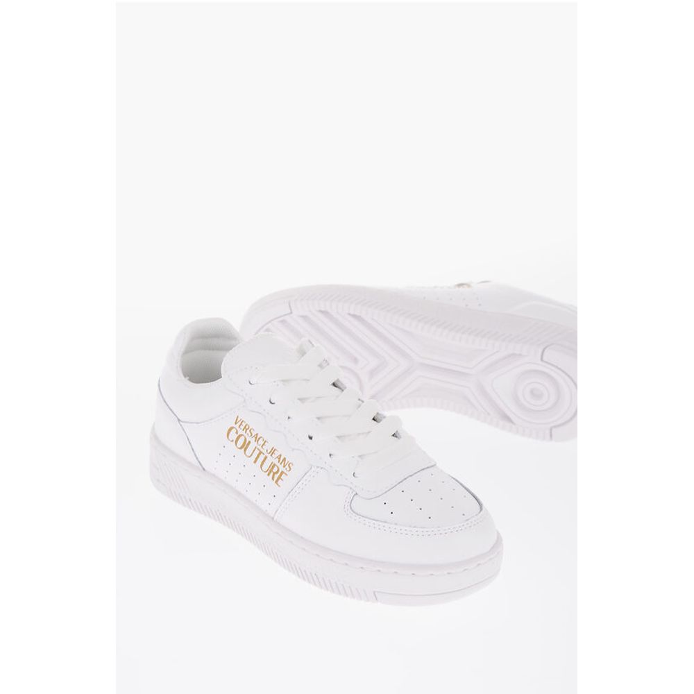 Кроссовки JEANS COUTURE из кожи MEYSSA с низким верхом и блестками L Versace, White