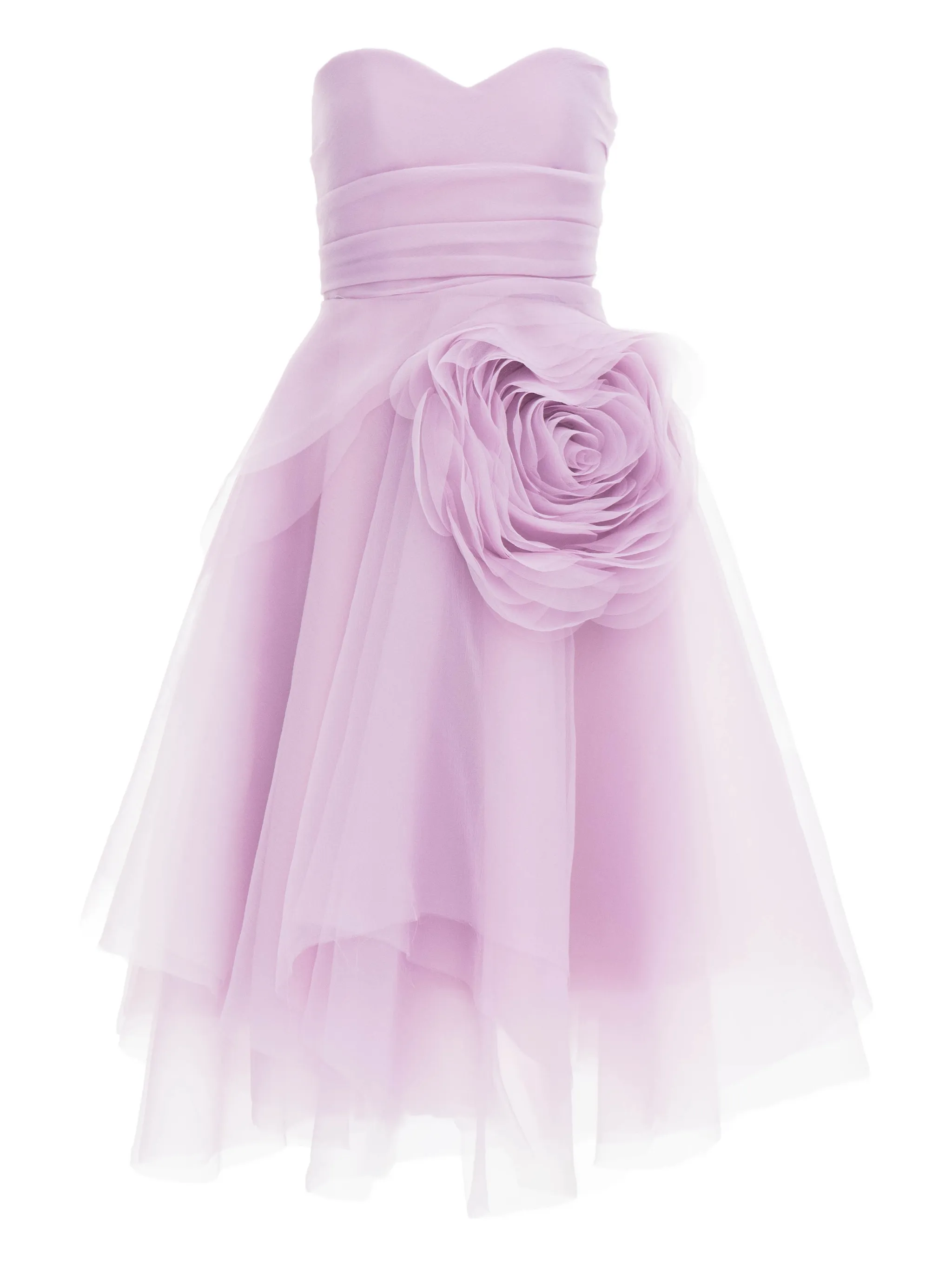 

Платье без бретелек с цветочной аппликацией Ana Radu, розовый