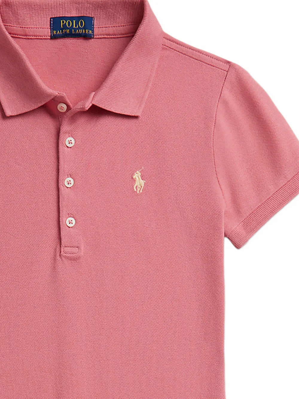 Платье с расклешенным подолом и воротником-поло Polo Ralph Lauren Kids, розовый — фото 4