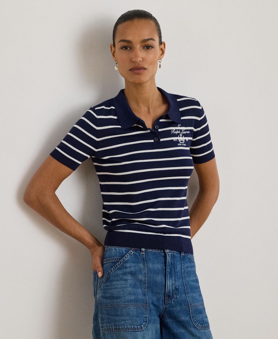 

Женский полосатый поло-свитер приталенного кроя Lauren Ralph Lauren, Refined Navy/White