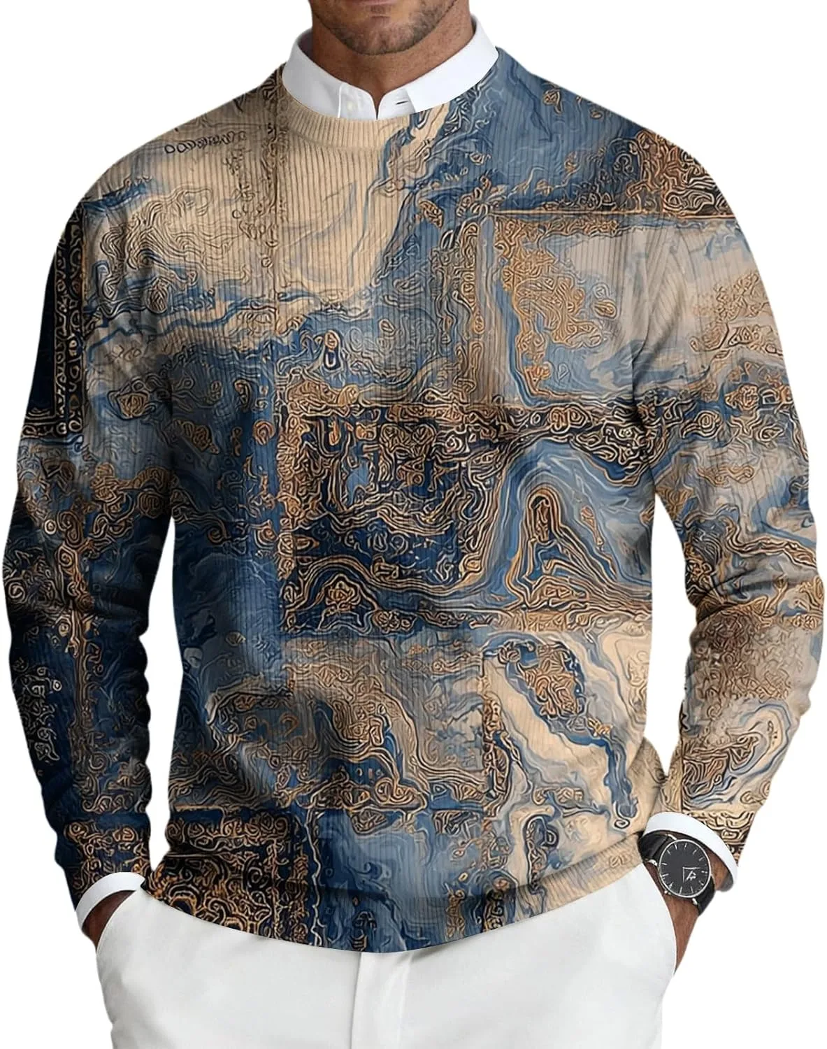 

Мужской свитер с круглым вырезом Slim Fit