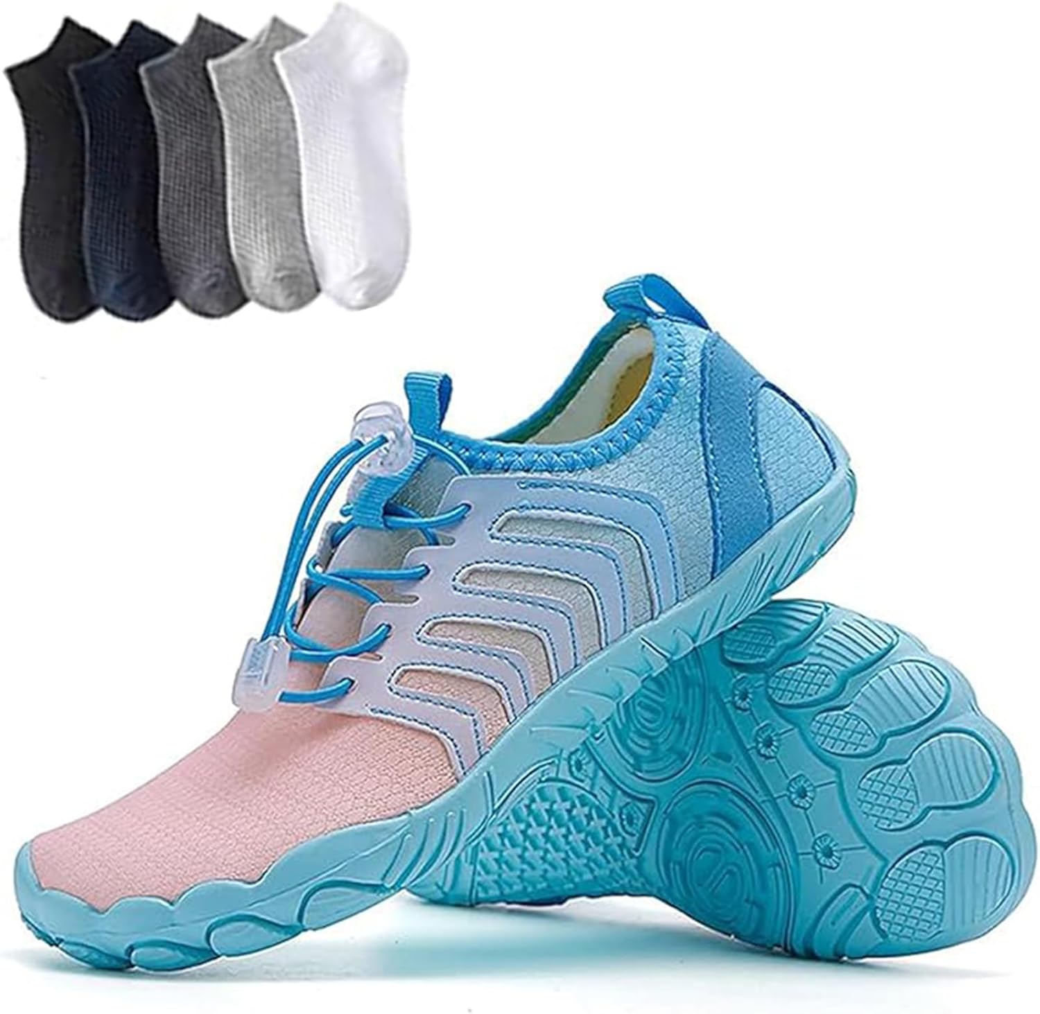 

Кроссовки с широкой носочной частью, дышащие, не скользящие, быстросохнущие, для воды, активного отдыха на улице, плавания, бассейна, пляжа, серфинга, прогулок, йоги на воде, реки, унисекс Giltpeak, синий/розовый