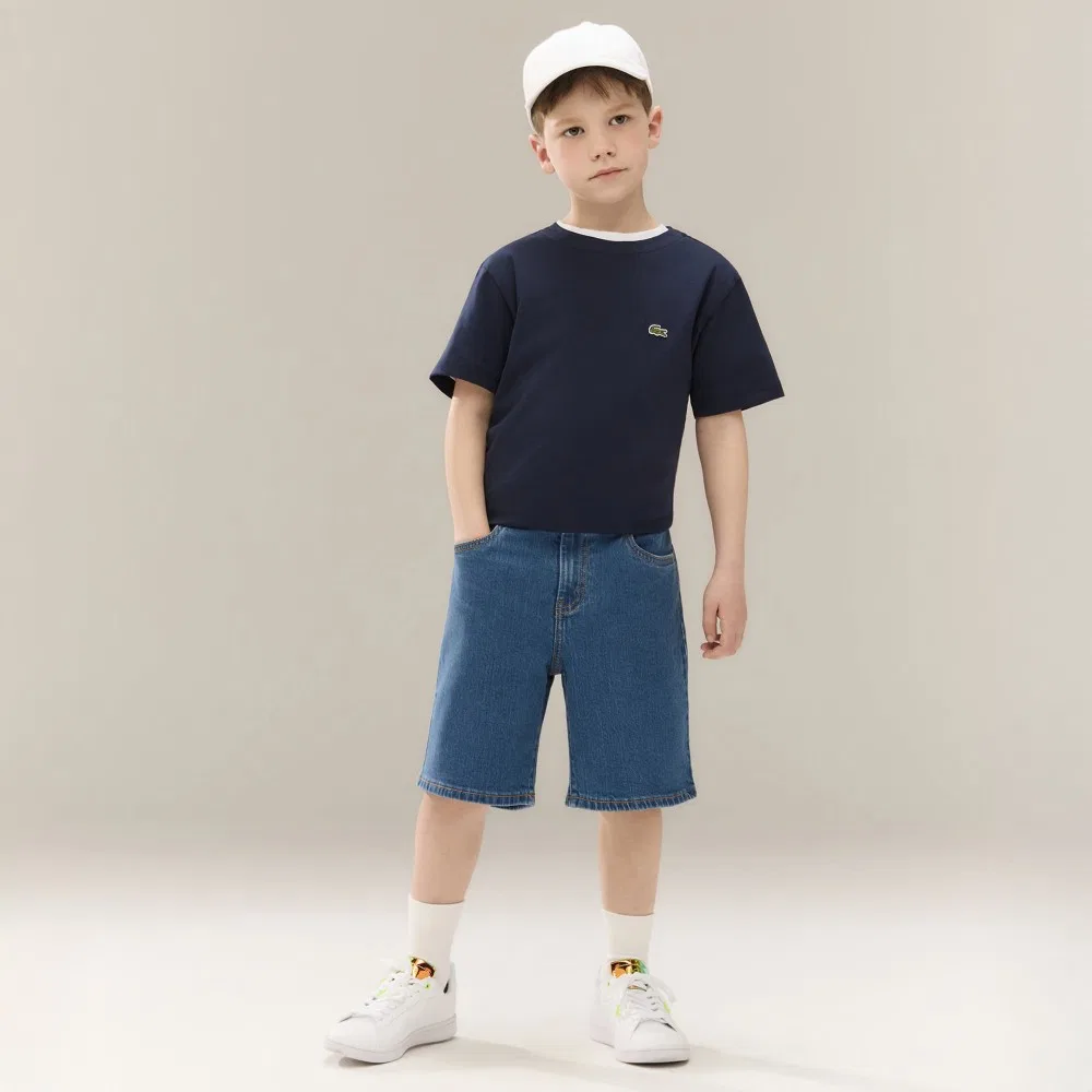 Детские джинсовые шорты светло-голубые от Lacoste — фото 3