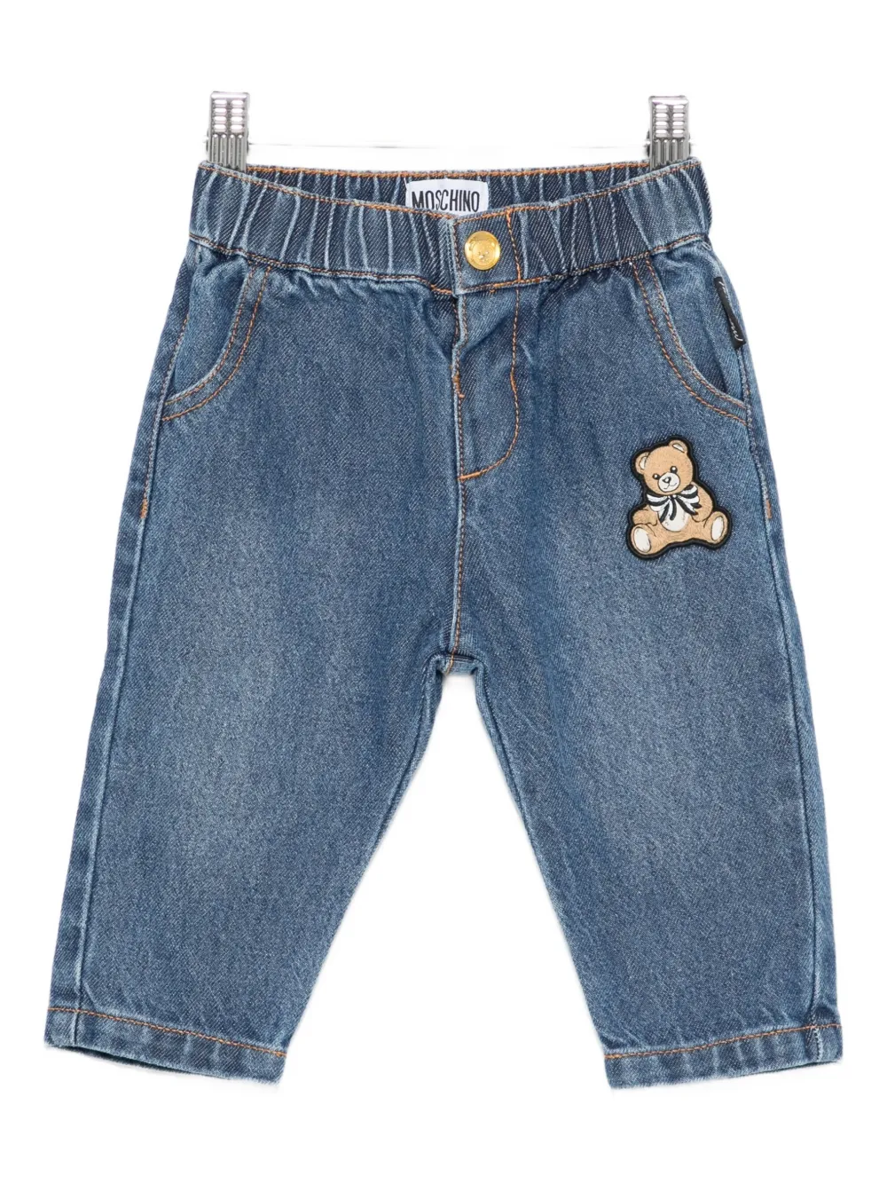 

Джинсовые брюки с заплатками Тедди Moschino Kids, синий