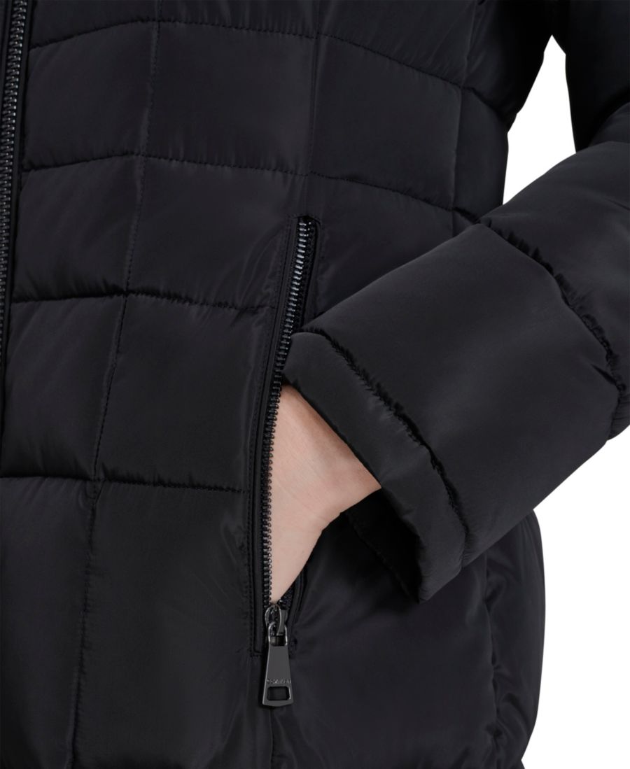 Женская пуховая куртка с капюшоном и воротником-стойкой Calvin Klein, Black — фото 4
